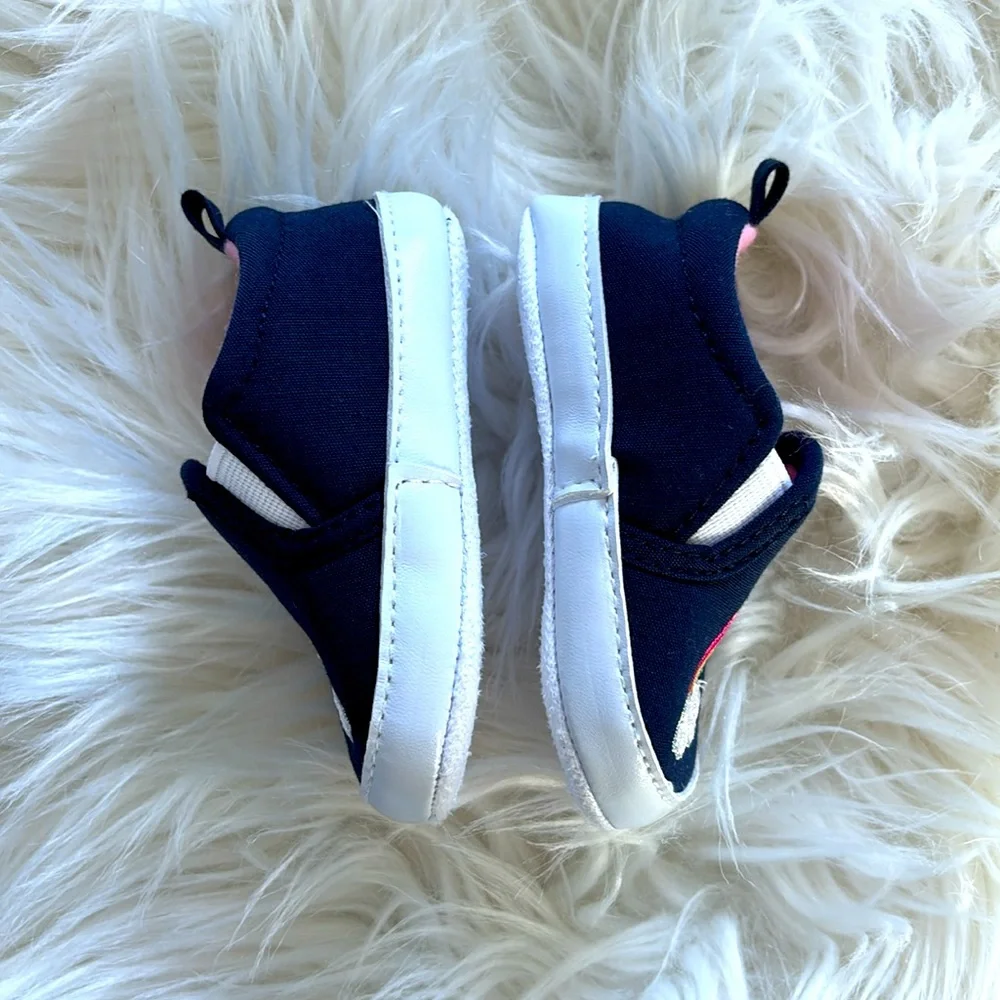 Little Treasures NWOB Rainbow Crib Shoes Navy 0-6 Months